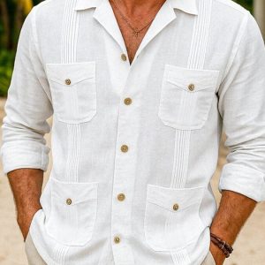 Men's Full Size Button Up Long Sleeve Shirt Plus Size