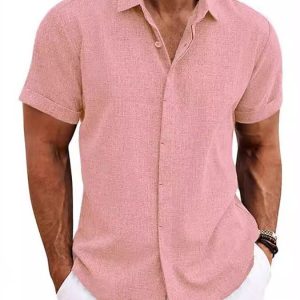 Size & Fit Product Measurements (Measurements by inches) & Size Conversion INCH Stretch No stretch Slightly stretchy Moderate stretch Stretchy Highly stretchy Product Measurements (Measurements by inches) & Size Conversion INCH Size Bust Hip S 35-36 36-37 M 37-38 38-39 L 39-40 40-41 XL 41-42 42-43 *This data was obtained from manually measuring the product, it may be off by 0.4 ~ 1.2 inch. Men's Full Size Casual Short Sleeve Button-Down Shirt Plus Size