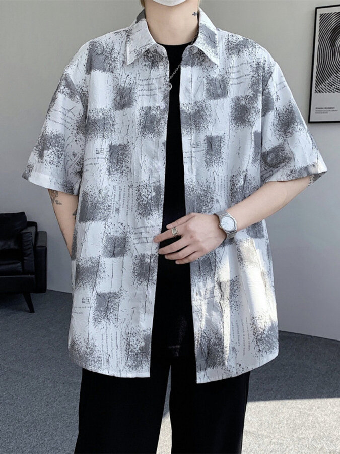 Men's Plus Size Abstract Pattern Short Sleeve Shirt