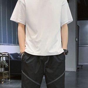 mens_plus_size_casual_round_neck_top_and_shorts_set