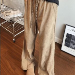 Men's Plus Size Corduroy Drawstring Wide Leg Pants