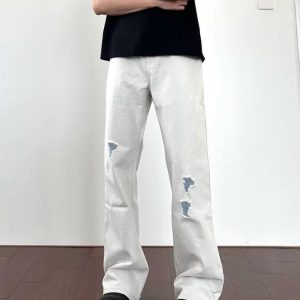 Men's Plus Size Distressed Wide Leg Jeans