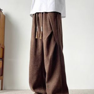 Men's Plus Size Drawstring Wide Leg Casual Pants