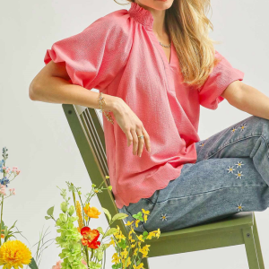 Umgee Scalloped Hem Textured Blouse